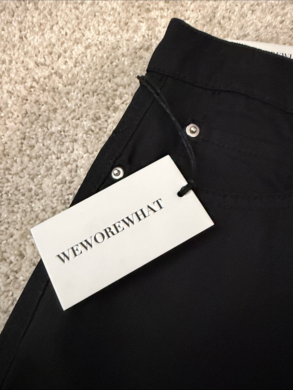 WeWoreWhat women's Black Cotton-Blend Midi Skirt with Front Slit - Picture 2 of 9